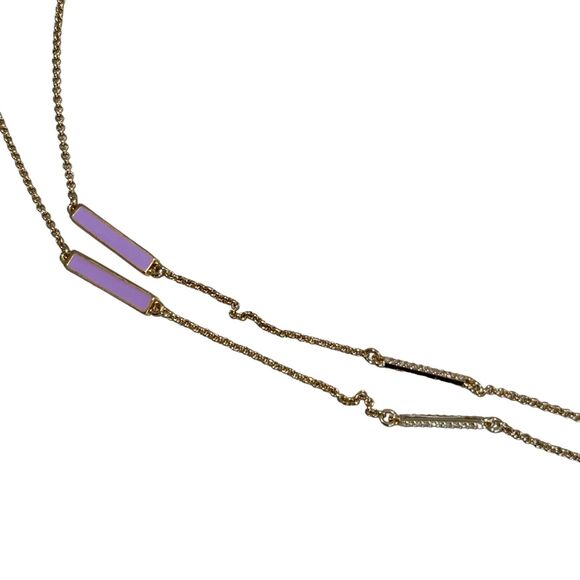 Kate Spade Purple Raising the Bar Gold Chain Long Necklace Pave Crystals - Picture 3 of 9